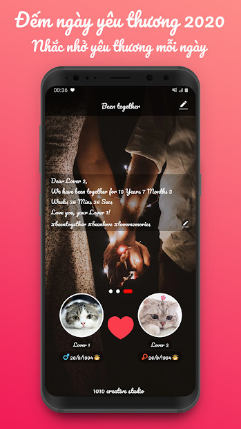 Screenshots Been Together: Ứng dụng đếm ngày yêu nhau dành cho cặp đôi
