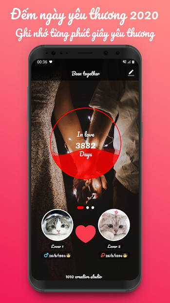 Screenshots Been Together: Ứng dụng đếm ngày yêu nhau dành cho cặp đôi