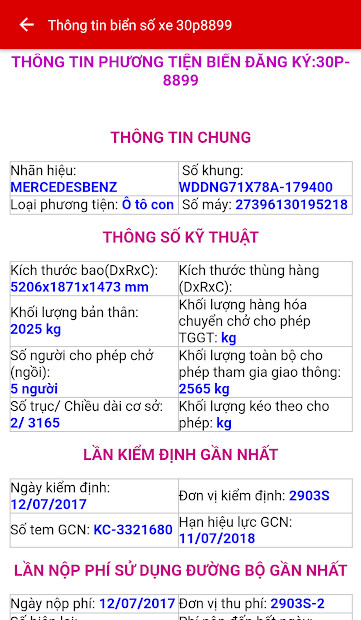 Screenshots Biển số xe