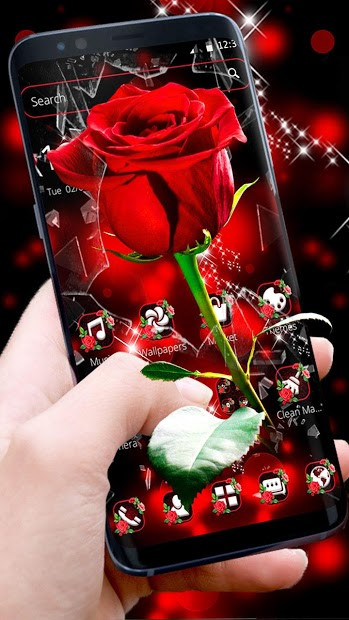 Screenshots Broken Glass Beautiful Red Rose Theme