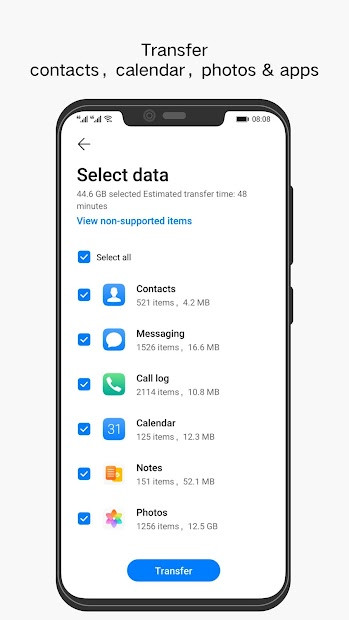 Screenshots Phone Clone: Truyền nhanh dữ liệu sang thiết bị Huawei