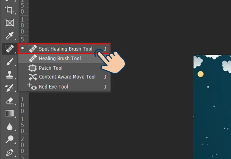 Sử dụng Spot Healing Brush Tool