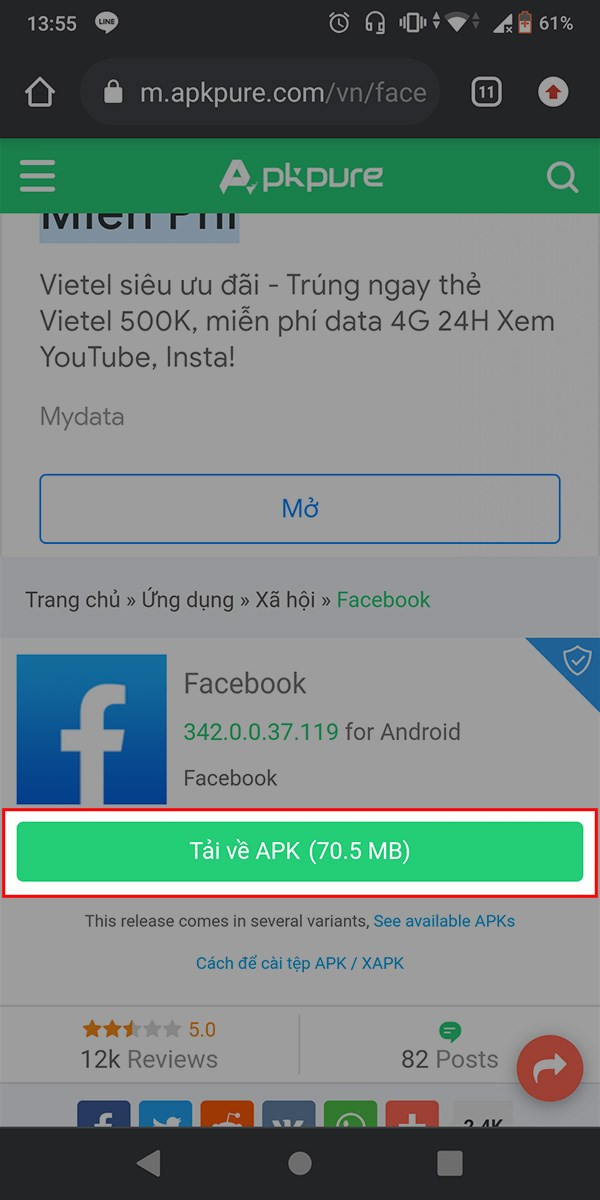 Tải Facebook APK từ APKPure