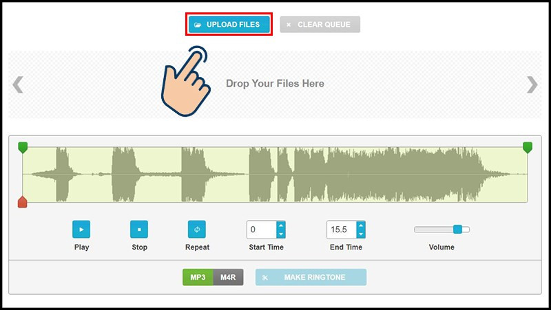 Tải file nhạc lên Ringtone Maker