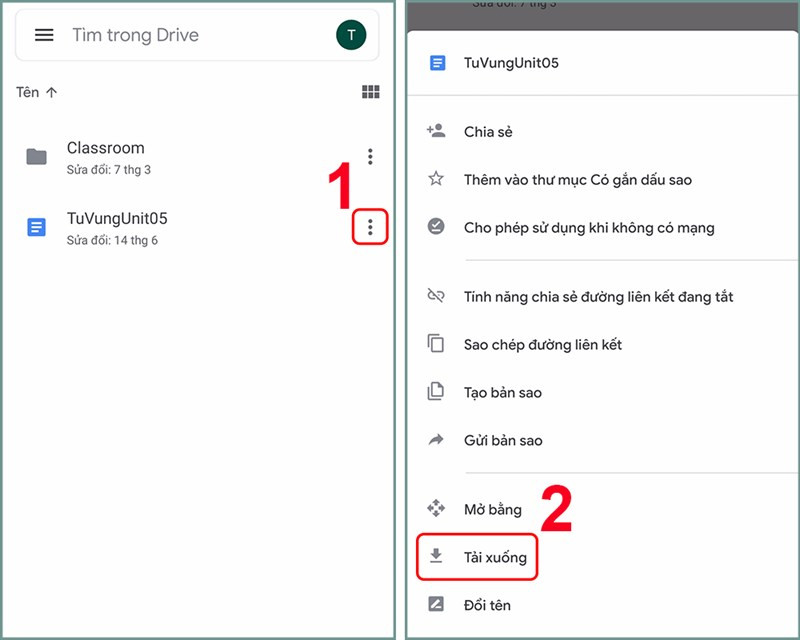 Tải file xuống trên điện thoại