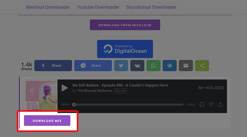 Tải nhạc bằng Mixcloud Downloader