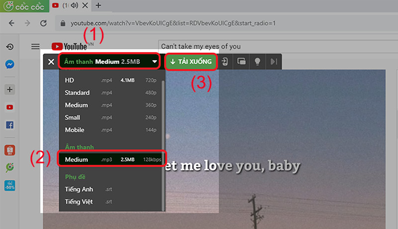 Tải nhạc MP3 từ YouTube bằng Cốc Cốc