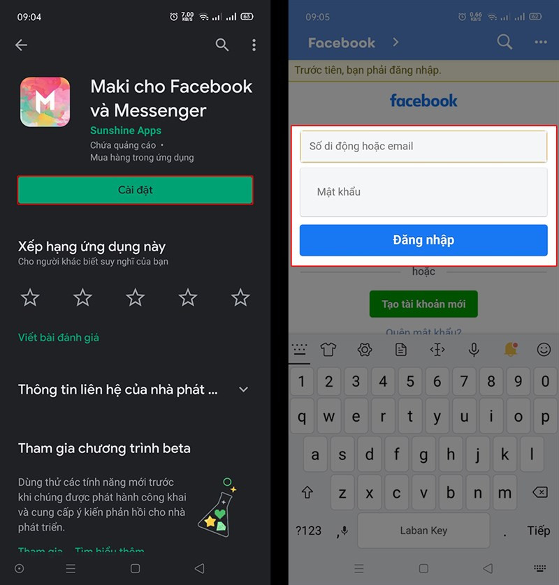 Tải và đăng nhập Maki for Facebook và Messenger