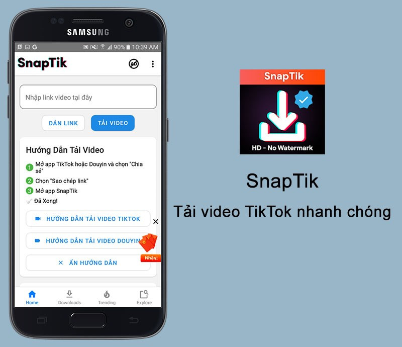 Tải video TikTok không logo với SnapTik