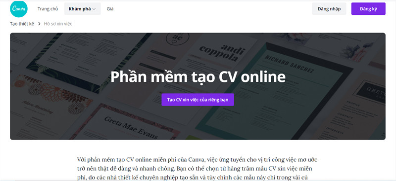 Tạo CV online miễn phí với Canva