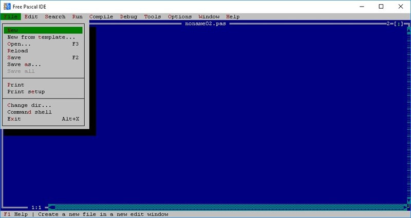 Tạo file mới trong Free Pascal