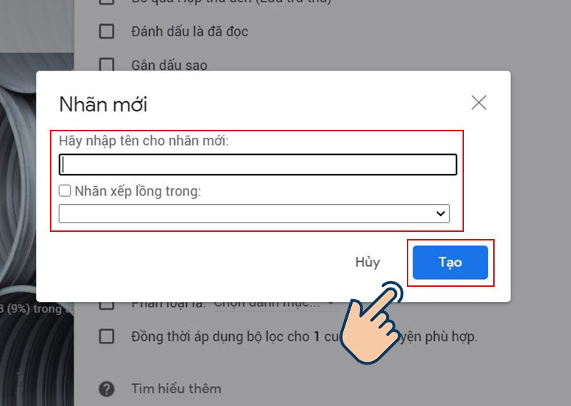 Tạo nhãn mới trong Gmail