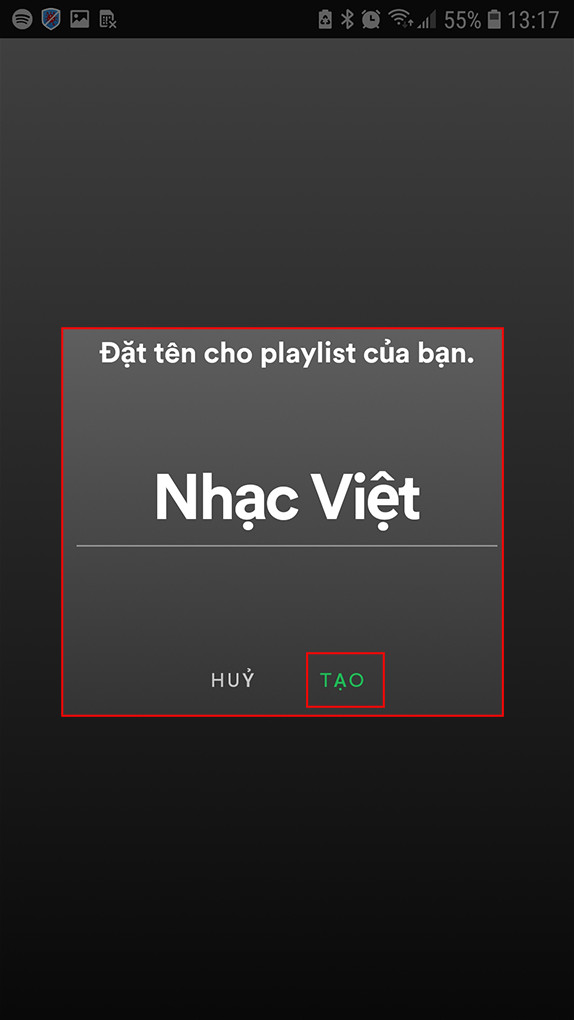 Tạo Playlist Spotify mới trên điện thoại