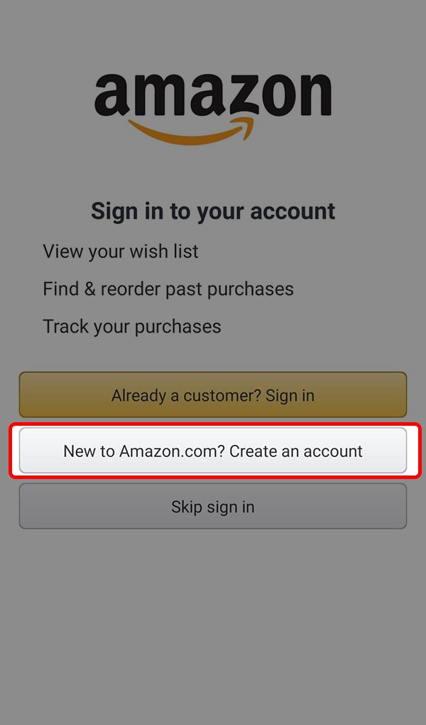 Tạo tài khoản Amazon trên điện thoại