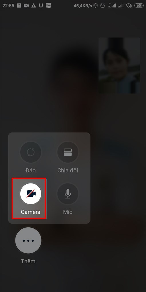 Tắt camera video call