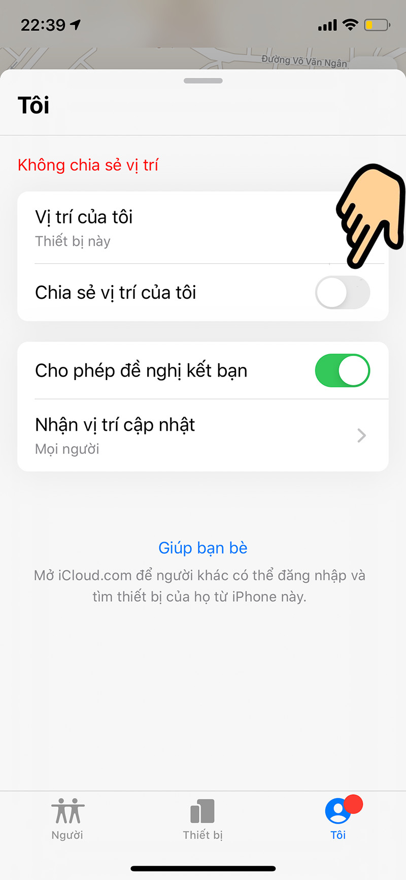 Tắt chia sẻ vị trí