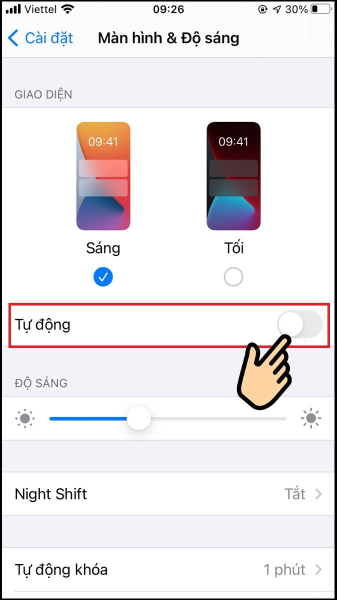 Tắt độ sáng tự động trên iOS 14 trở lên