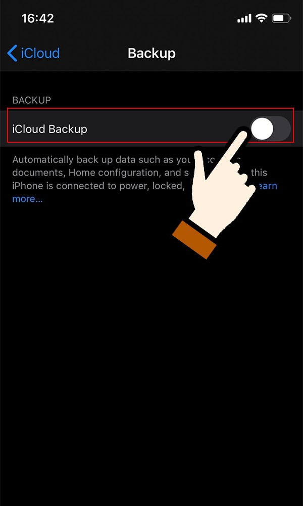 Tắt Sao lưu iCloud