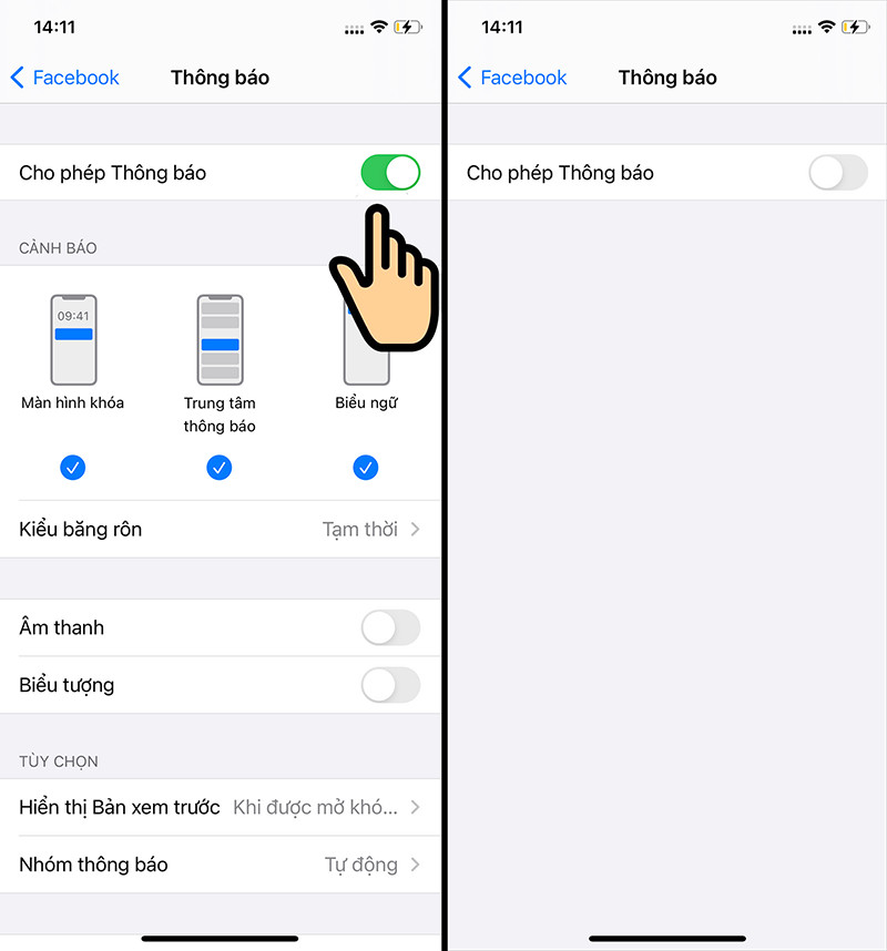 Tắt thông báo trên iOS