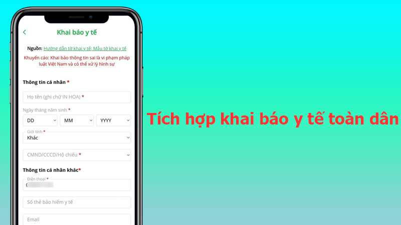 T&iacute;ch hợp khai b&aacute;o y tế to&agrave;n d&acirc;n
