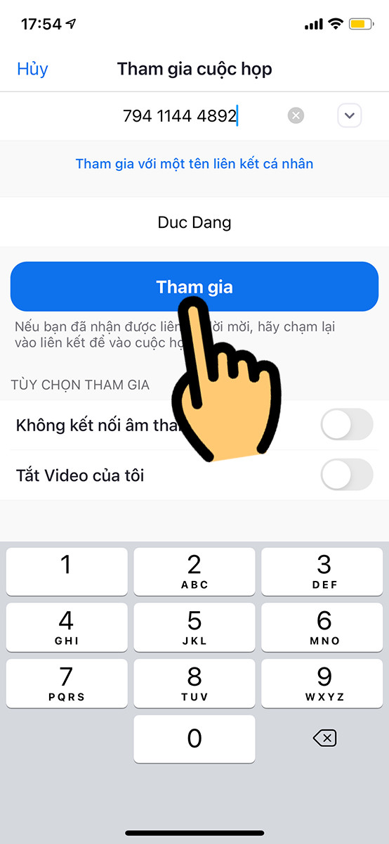 Tham gia phòng học Zoom