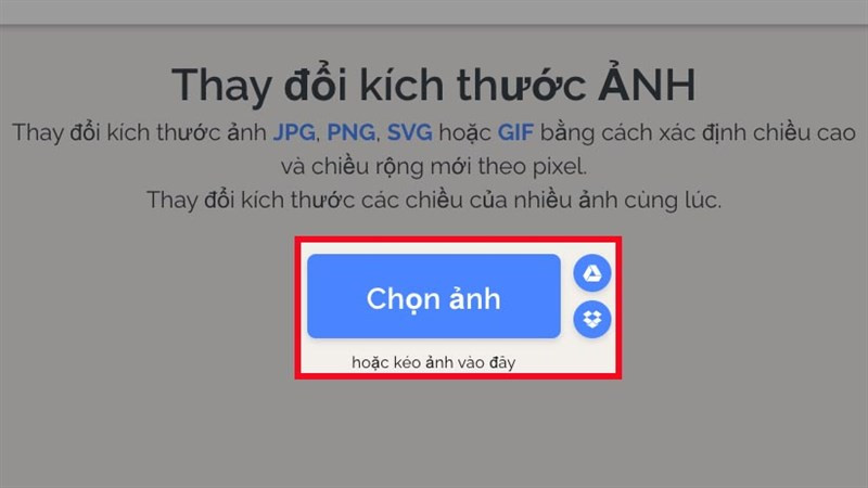 Thay đổi kích thước ảnh với iLoveIMG