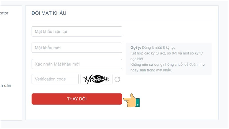 Thay đổi mật khẩu