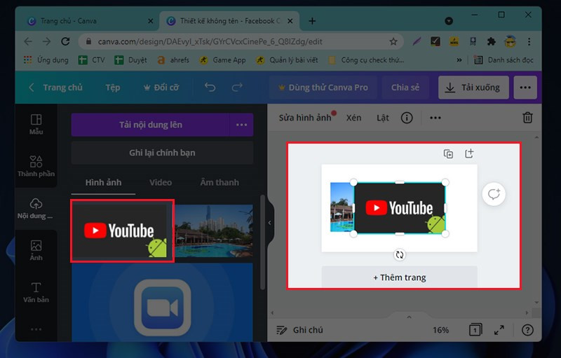 Thêm ảnh vào thiết kế Canva