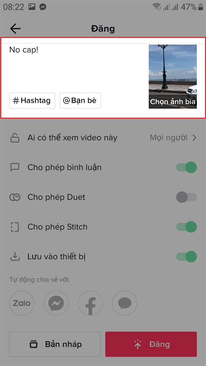 Thêm mô tả, hashtag và đăng video