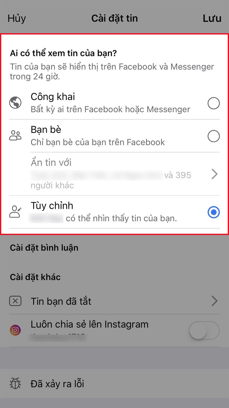 Thiết lập quyền riêng tư story Facebook trên điện thoại