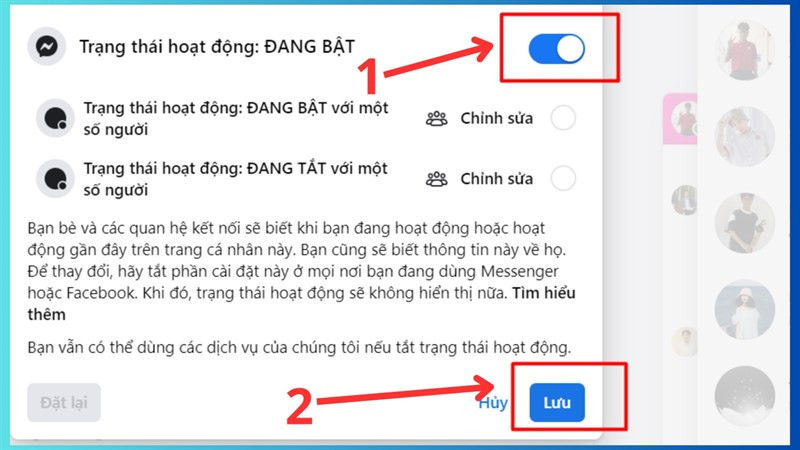 Thiết lập trạng thái hoạt động trên Facebook