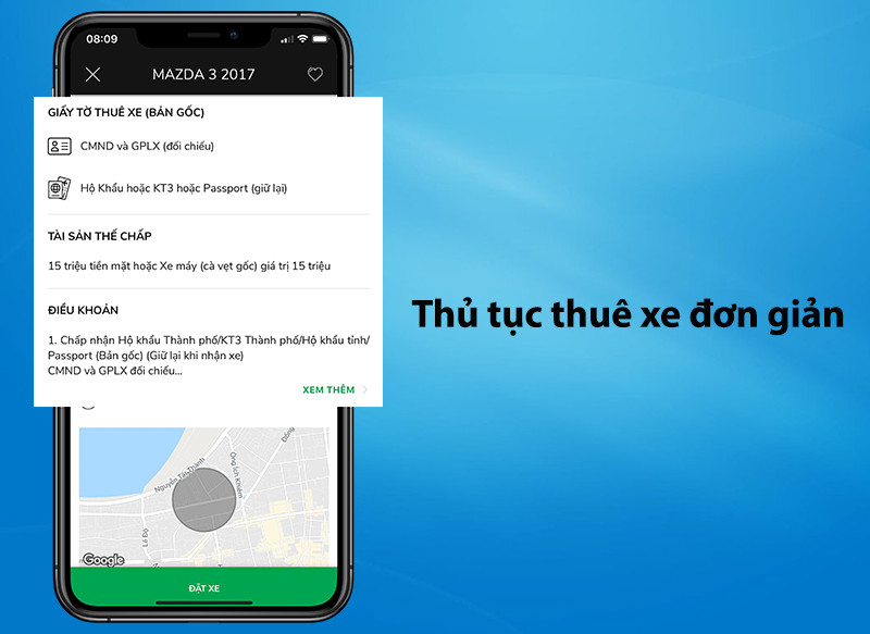 Thủ tục thuê xe đơn giản trên MIOTO