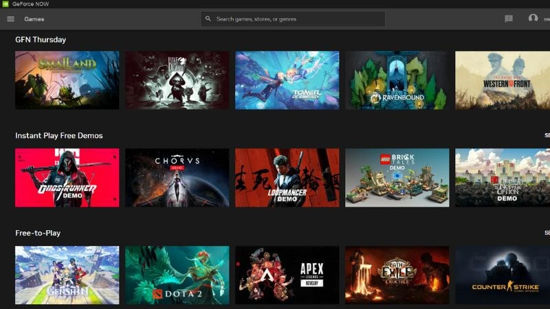 Thư viện trò chơi NVIDIA GeForce NOW