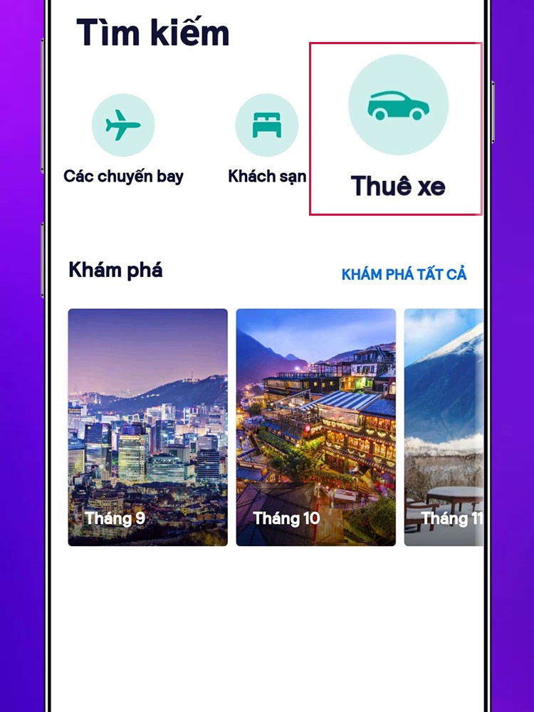 Thuê xe tự lái trên Skyscanner