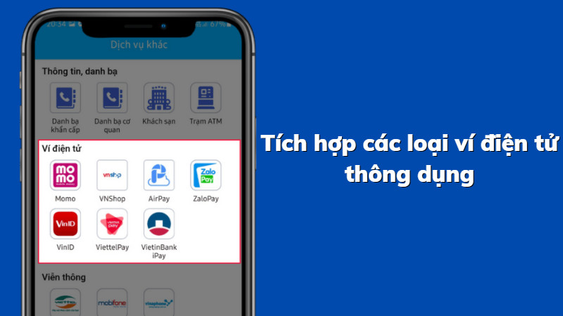 Tích hợp các loại ví điện tử phổ biến, thông dụng hiện nay