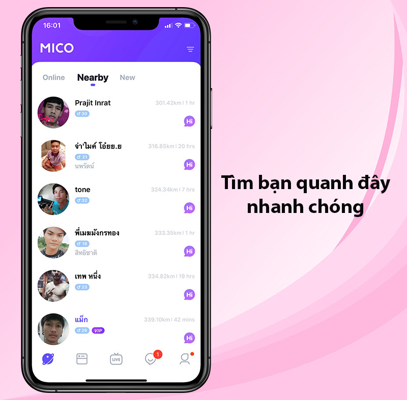 Tìm kiếm bạn bè gần đây trên MICO