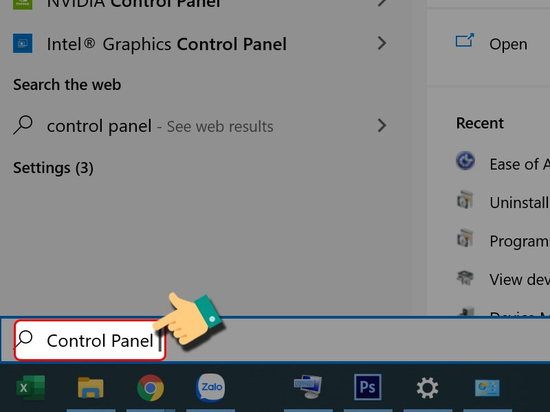 Tìm kiếm Control Panel trên Windows