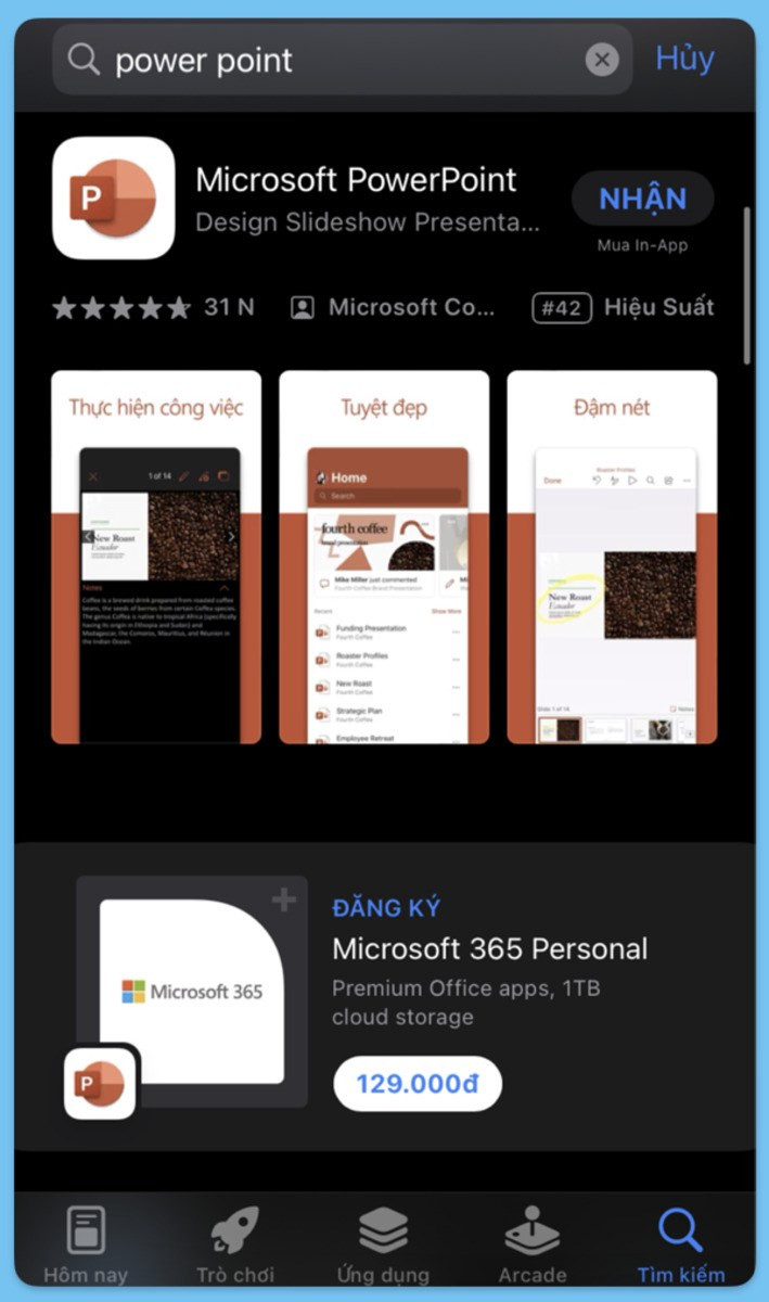 Tìm kiếm ứng dụng PowerPoint