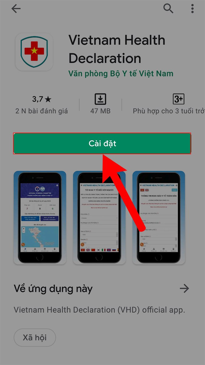 Tìm và tải ứng dụng Vietnam Health Declaratio về điện thoại