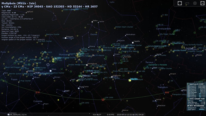 Tính năng của Stellarium