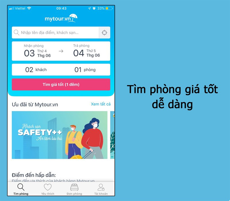 Tính năng tìm giá tốt trên Mytour.vn