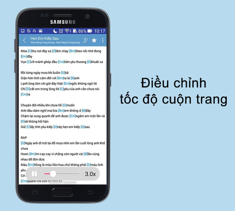 Tính năng tự động cuộn trang trên ứng dụng hợp âm chuẩn 