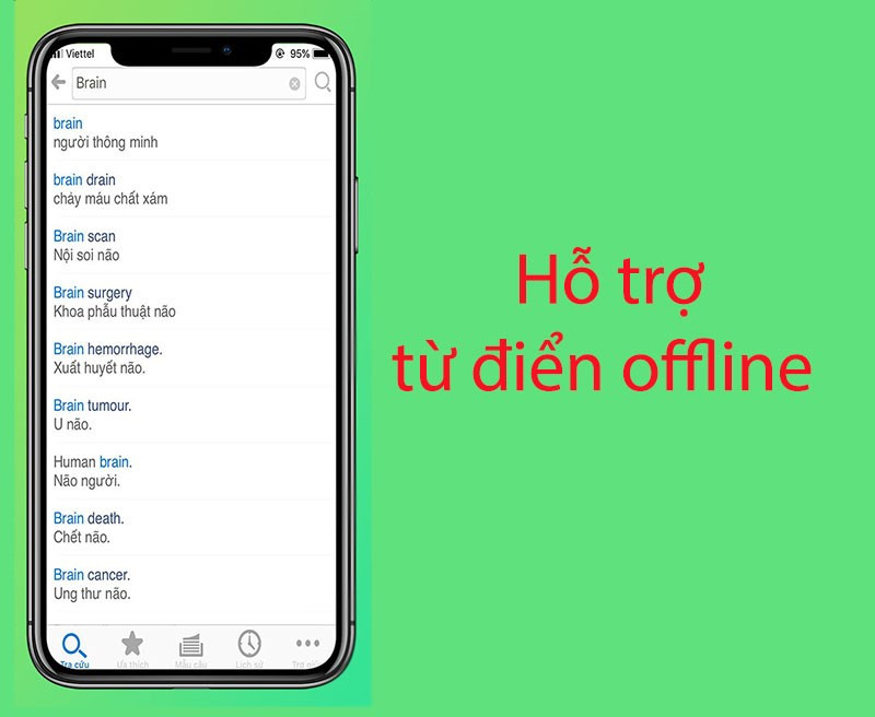 Tra c&acirc;u hỗ trợ từ điển offline&nbsp;