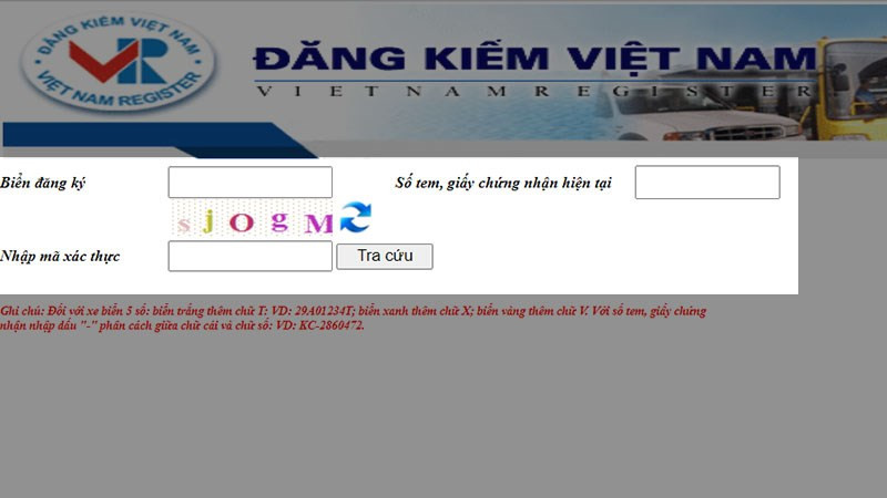 Tra cứu biển số xe ô tô trên website Đăng kiểm Việt Nam