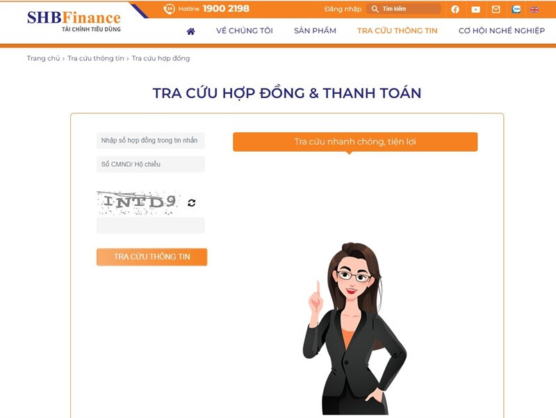 Tra cứu hợp đồng SHB Finance