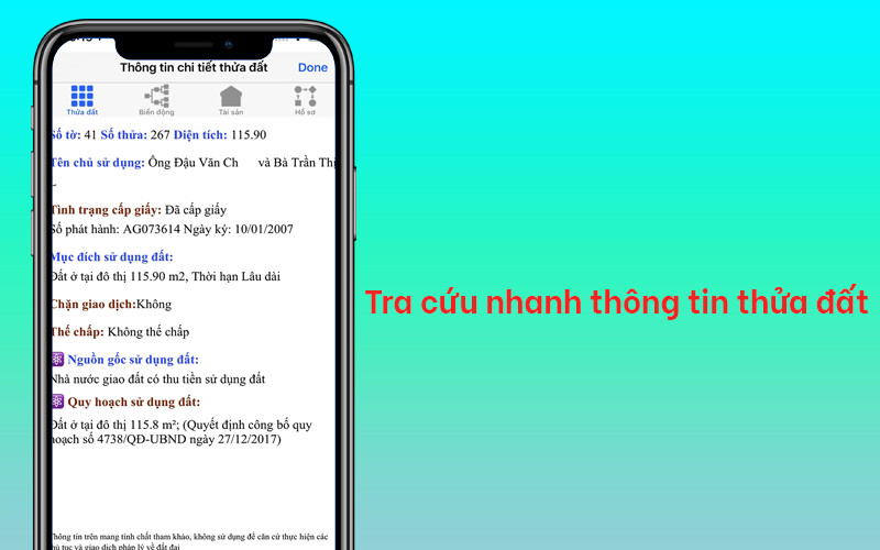 Tra cứu nhanh th&ocirc;ng tin thửa đất