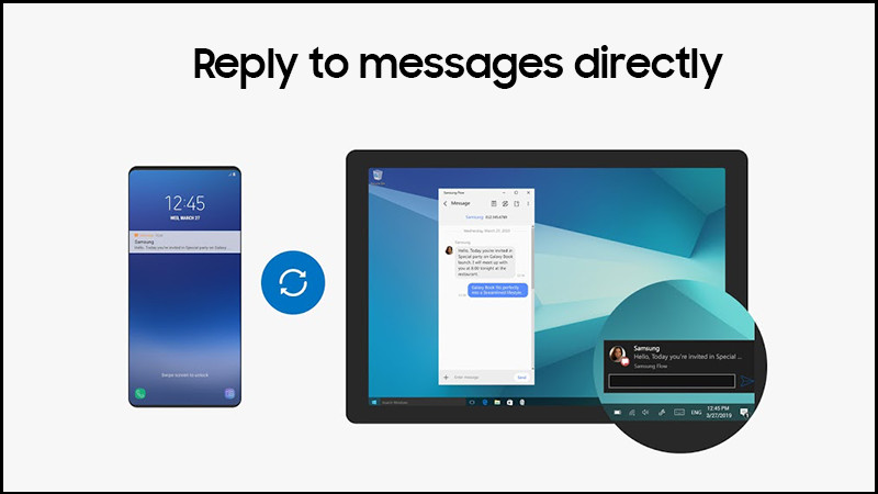Trả lời tin nhắn trên máy tính với Samsung Flow
