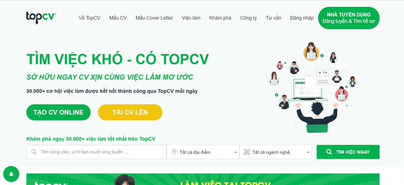 Trang web tạo CV xin việc - TopCV