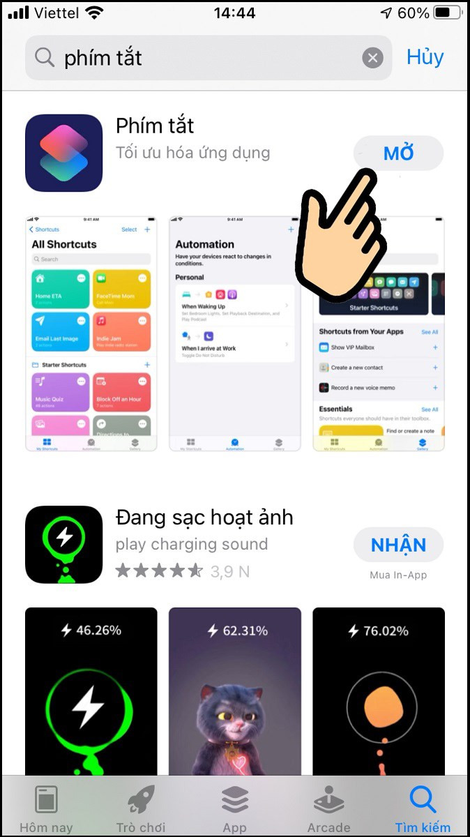 Truy cập App Store tải ứng dụng Phím tắt