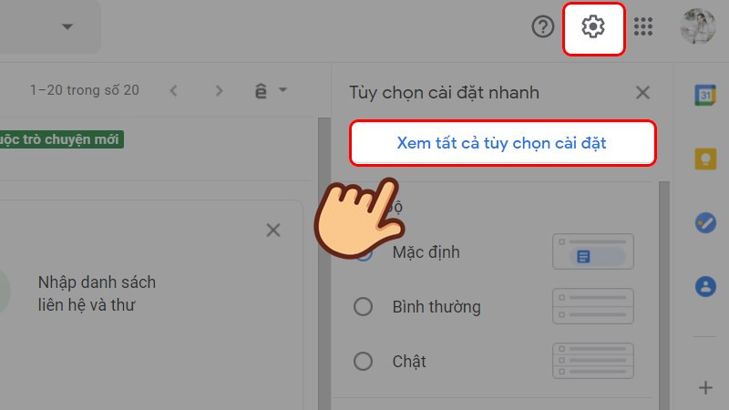 Truy cập cài đặt Gmail